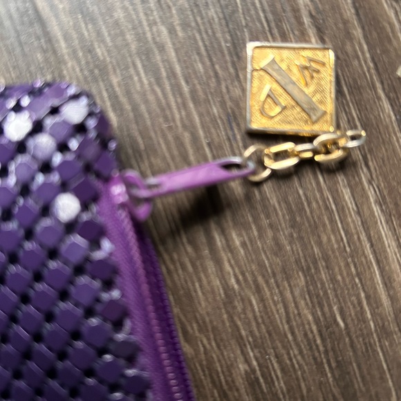 Whiting & Davis Mesh Clutch in Beautiful purple interior is gray and white - Picture 3 of 7